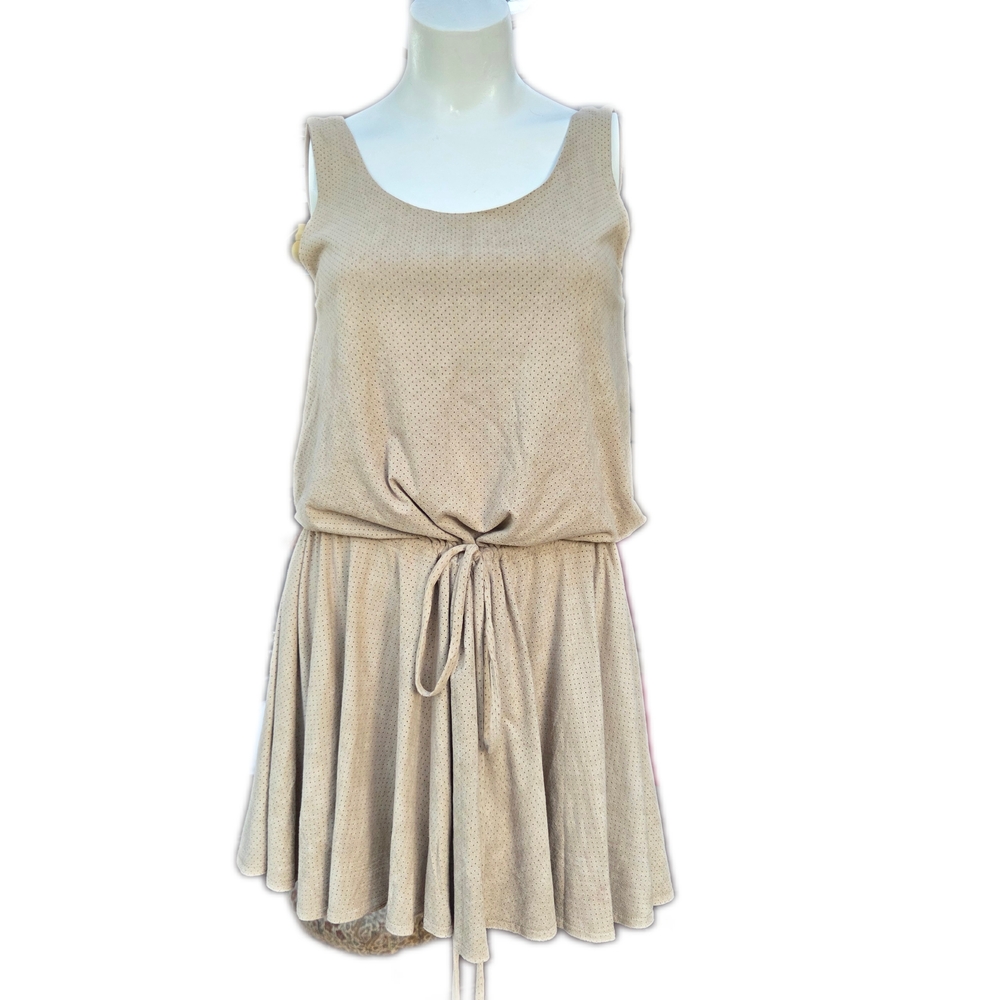 NEW Laissez Faire Faux Suede Sleeveless Tank Top Tie Waist Mini Dress Size Med